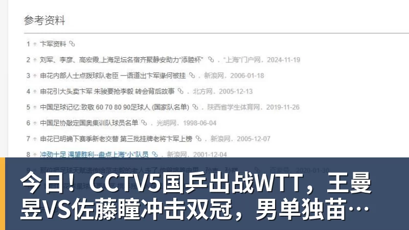 今日！CCTV5国乒出战WTT，王曼昱VS佐藤瞳冲击双冠，男单独苗周启豪PK松岛辉空